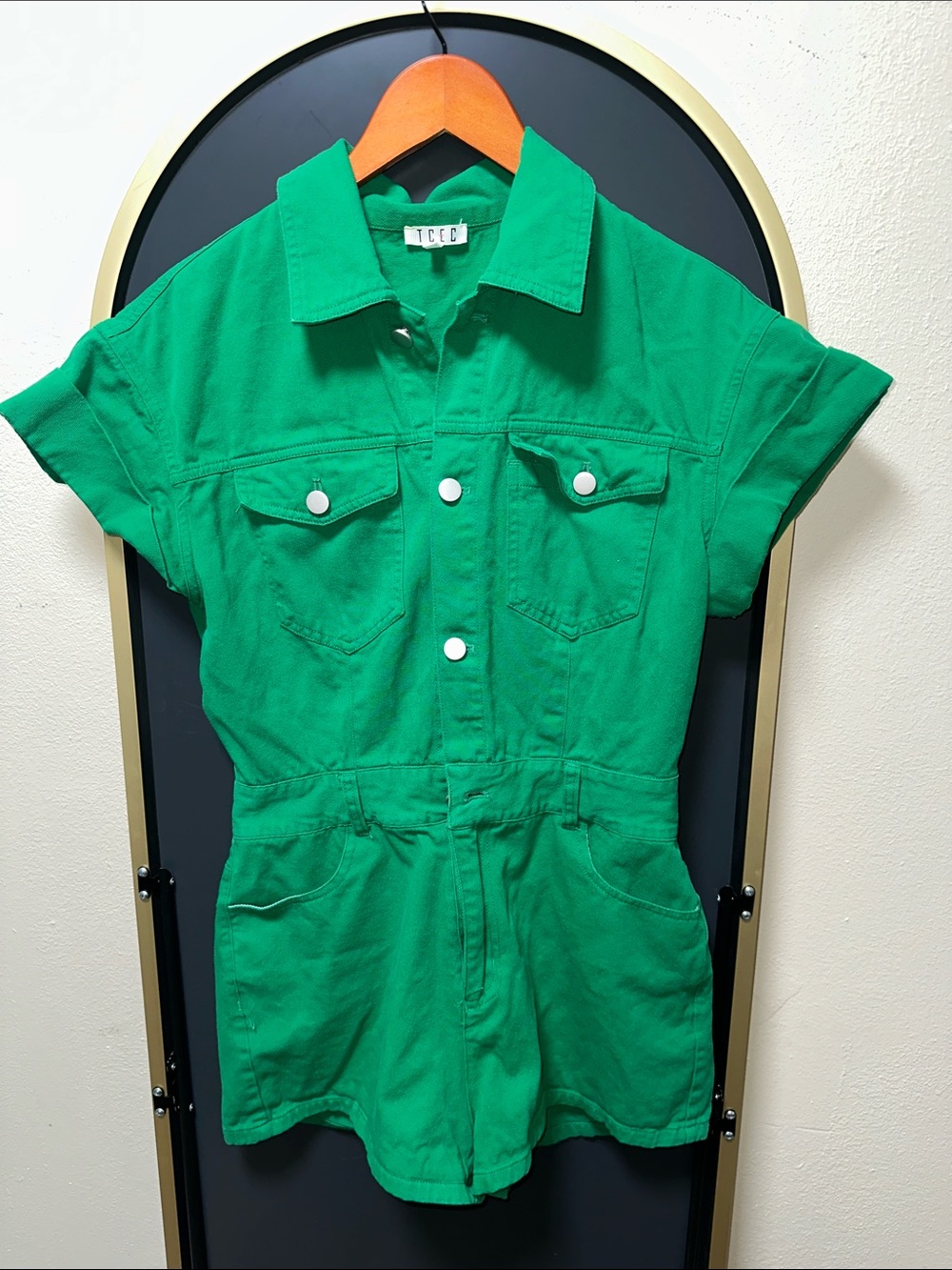 TCEC Emerald Green Denim Romper